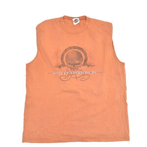 Harley-Davidson Orange Sleeveless Skull T-Shirt Size XXL Tank Skull